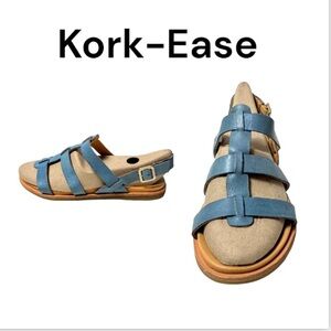 NWOT Kork-Ease Women’s Yoga Blue Leather Ankle Strap Sandals 8 M